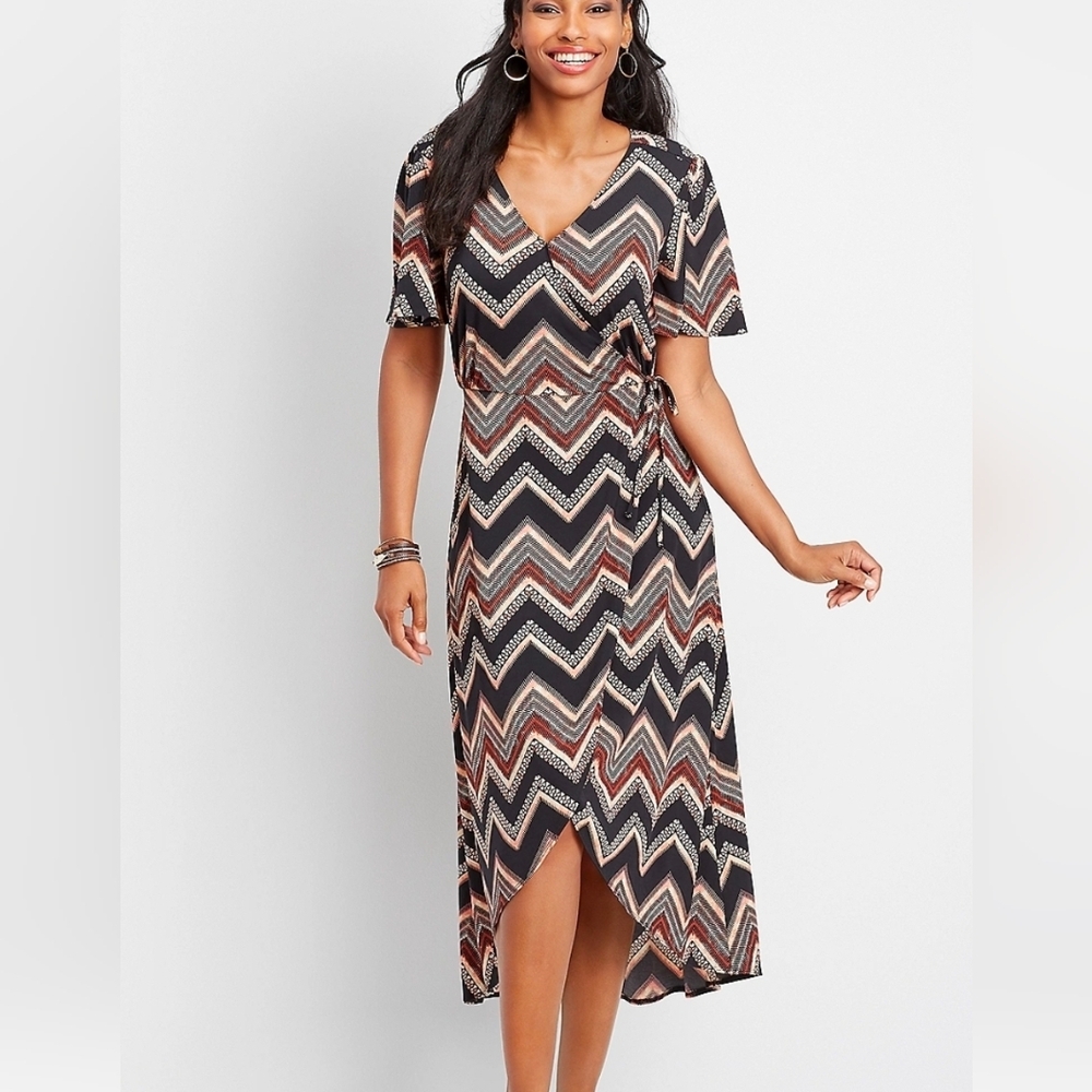 Maurices Multicolor Chevron High Low Dress